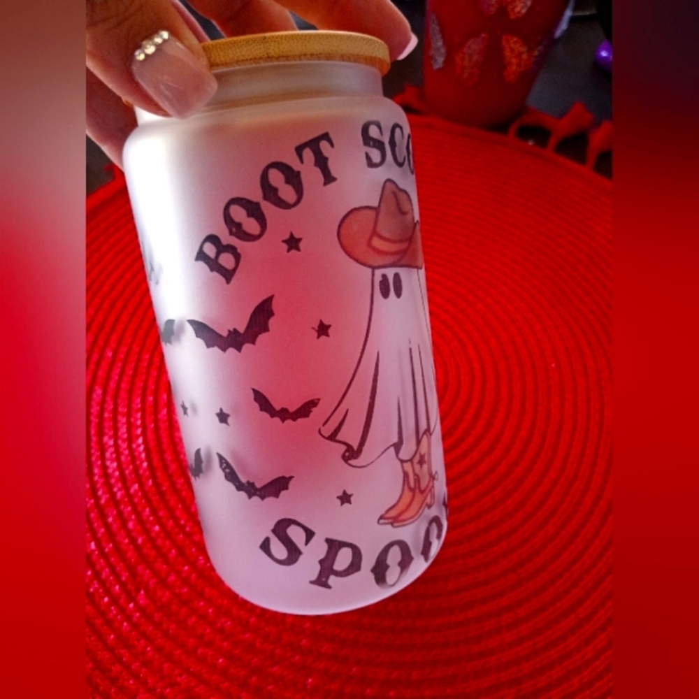 Boot scootin spooky glass tumbler